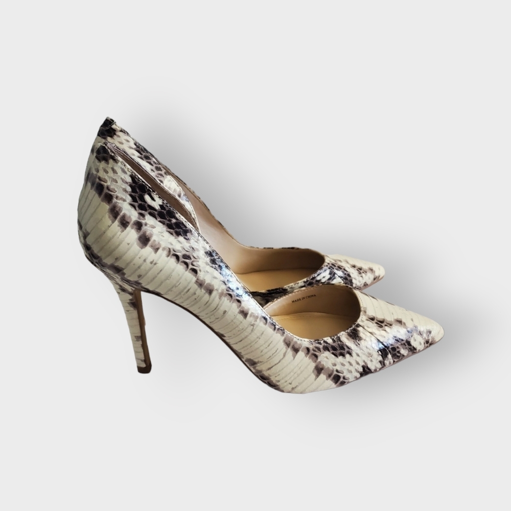 White House Black Market, Exotic-Print Leather D'Orsay Heels - Picture 2 of 6